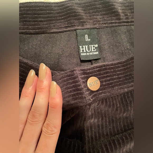 HUE Dark Gray Charcoal Corduroy Mid Rise Stretchy Jeggings Leggings Size Large - Picture 4 of 12